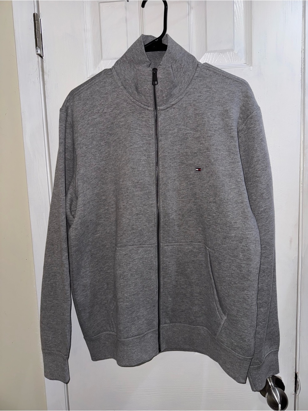 Tommy Hilfiger Men's Heather Gray Full-Zip Stand Collar Sweater Size M Nwot